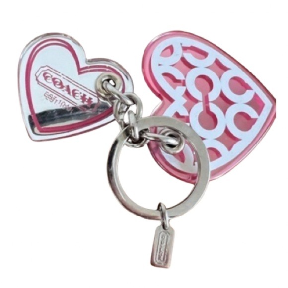 Coach Accessories - Coach Rare Poppy Heart Keychain, Pink and White, Silver-tone, NWOT